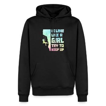 I Climb Like A Girl Try To Keep Up Bouldering Clim - Männer Premium Bio Hoodie - Schwarz - Vorne - Nico (187cm)