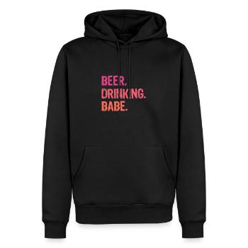BEER DRINKING BABE Funny Bonfire Campfire - Men’s Premium Organic Hoodie - black - Front - Nico (187cm)