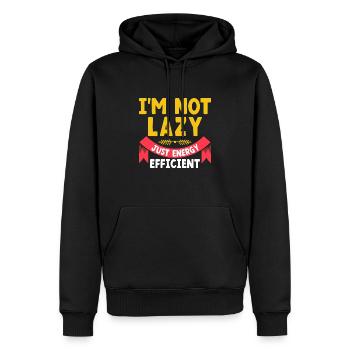I'm Not Lazy Just Energy Efficient Sarcasm - Men’s Premium Organic Hoodie - black - Front - Nico (187cm)