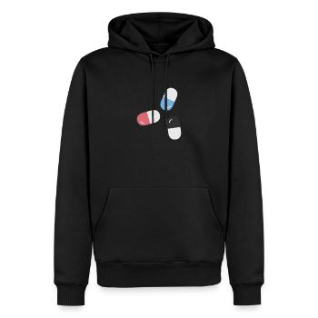 Pillen - Männer Premium Bio Hoodie - Schwarz - Vorne - Nico (187cm)