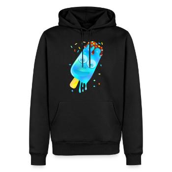 Crème glacée colorée – Bleu - Sweat à capuche Premium bio Homme - noir - Devant - Nico (187cm)