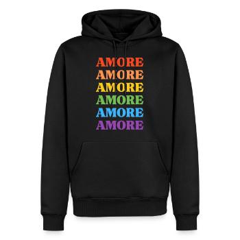 Amore Liebe - Ein buntes Logo für das Wort Liebe - Männer Premium Bio Hoodie - Schwarz - Vorne - Nico (187cm)
