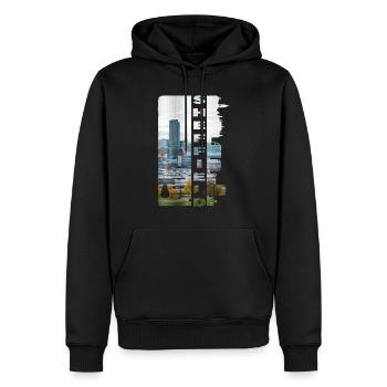 Sheffield Angleterre UK City Skyline Accueil Amour - Sweat à capuche Premium bio Homme - noir - Devant - Nico (187cm)