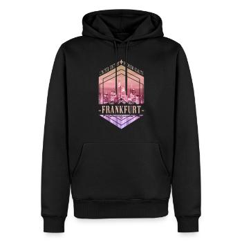 Francfort, Allemagne, ville, horizon, maison, amour - Sweat à capuche Premium bio Homme - noir - Devant - Nico (187cm)