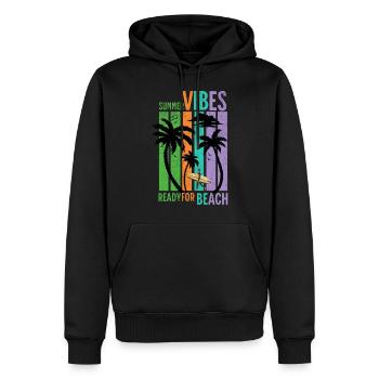 Ambiance estivale prête pour la plage - Sweat à capuche Premium bio Homme - noir - Devant - Nico (187cm)