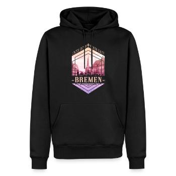 Brême Allemagne City Skyline Vintage Retro - Sweat à capuche Premium bio Homme - noir - Devant - Nico (187cm)