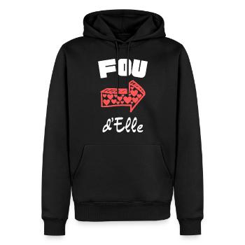 Cadeau Saint Valentin pour Homme - Sweat à capuche Premium bio Homme - noir - Devant - Nico (187cm)
