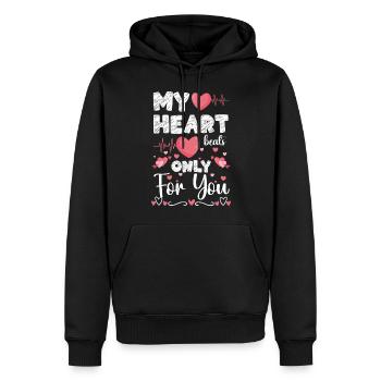 Partenaire de cœur romantique - Sweat à capuche Premium bio Homme - noir - Devant - Nico (187cm)