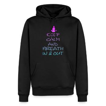 Keep Calm and breath in and out, Yogaspruch, Yoga - Männer Premium Bio Hoodie - Schwarz - Vorne - Nico (187cm)