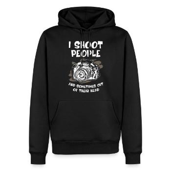 Je photographie des gens - Sweat à capuche Premium bio Homme - noir - Devant - Nico (187cm)