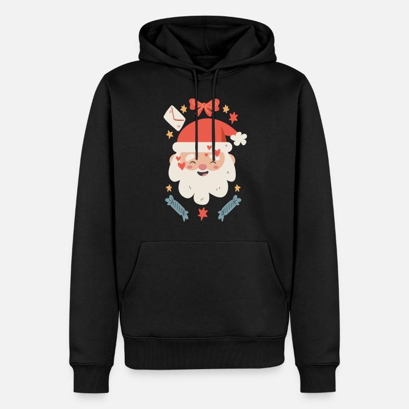 Glücklicher Weihnachtsmann - Männer Premium Bio Hoodie - Schwarz