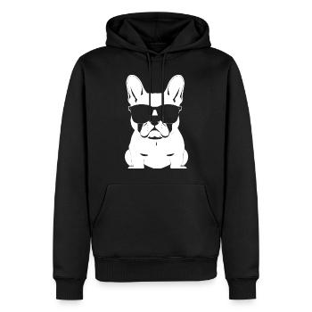 Drôle de bouledogue français avec des lunettes de soleil French Bulld - Sweat à capuche Premium bio Homme - noir - Devant - Nico (187cm)