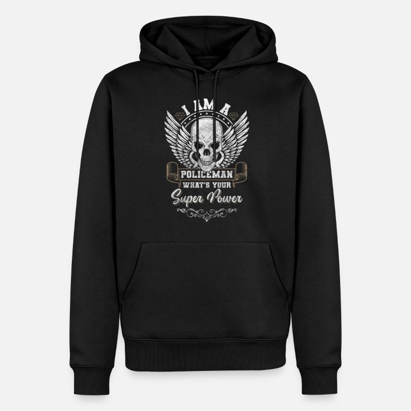 Polizei Beruf Kommisar Handschellen - Männer Premium Bio Hoodie - Schwarz