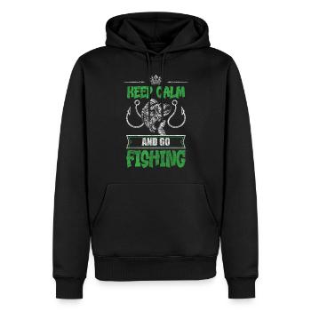 Pêche Perche Bateau Étang - Sweat à capuche Premium bio Homme - noir - Devant - Nico (187cm)