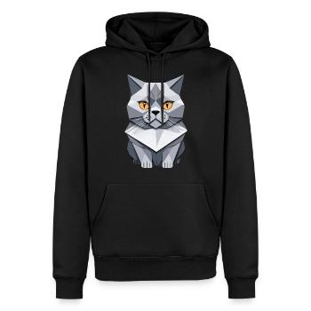 British Shorthair Cat Origami - Men’s Premium Organic Hoodie - black - Front - Nico (187cm)