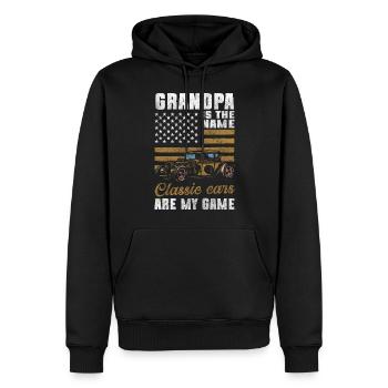 Amour classique Année de construction - Sweat à capuche Premium bio Homme - noir - Devant - Nico (187cm)