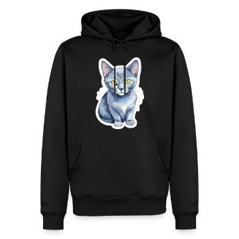 Russisch Blau Katze Wasserfarben - Männer Premium Bio Hoodie - Schwarz - Vorne - Nico (187cm)
