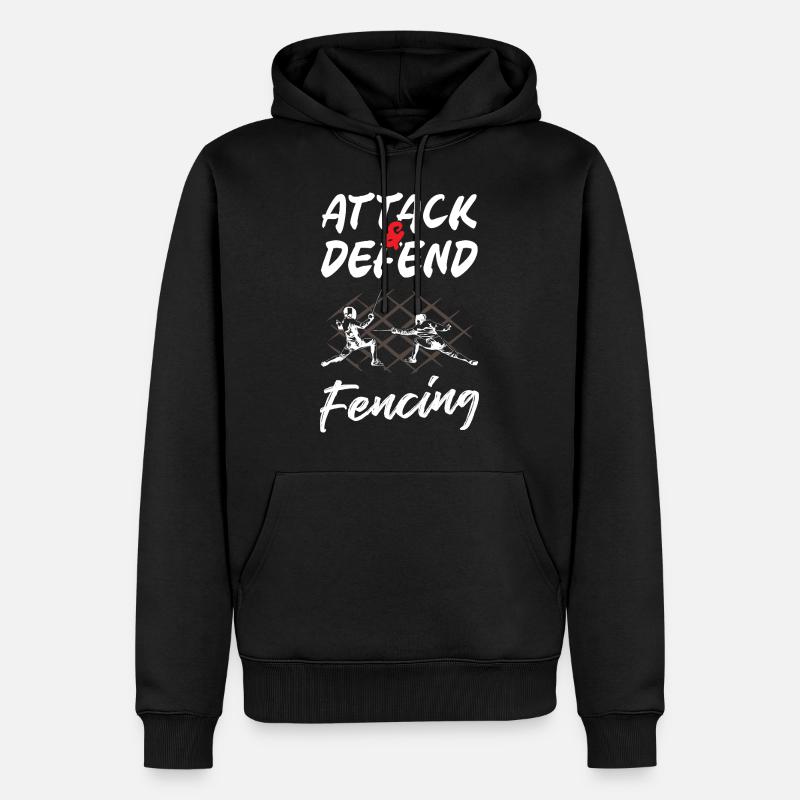 Attaquer et défendre l’escrime - Sweat à capuche Premium bio Homme - noir