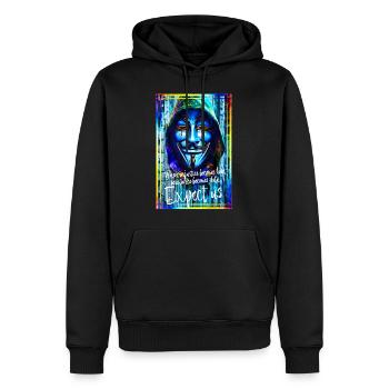 Anonyme Hacker. Erwarten Sie uns. - Männer Premium Bio Hoodie - Schwarz - Vorne - Nico (187cm)