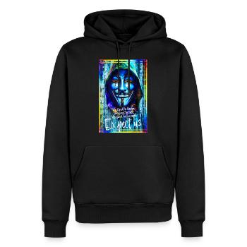 Anonyme Hacker. Erwarten Sie uns. - Männer Premium Bio Hoodie - Schwarz - Vorne - Nico (187cm)