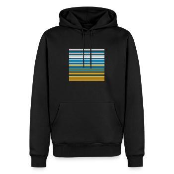 Streifen Farbverlauf Karneval - Männer Premium Bio Hoodie - Schwarz - Vorne - Nico (187cm)