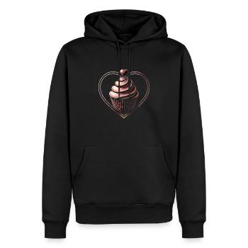 Cupcake Chocolate Heart Baker Baking Bake Cupcakes - Men’s Premium Organic Hoodie - black - Front - Nico (187cm)
