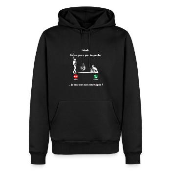 Désolé, je suis sur une autre ligne. Je pêche - Sweat à capuche Premium bio Homme - noir - Devant - Nico (187cm)