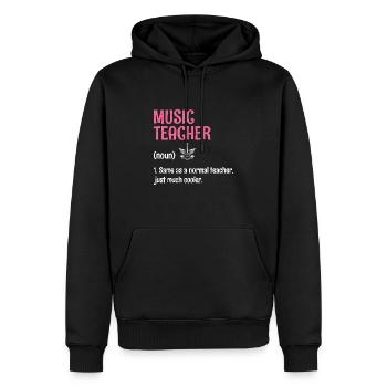 Professeur de musique identique à un professeur normal, juste beaucoup C - Sweat à capuche Premium bio Homme - noir - Devant - Nico (187cm)