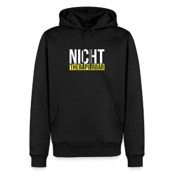 Nicht therapierbar - Bürohumor Spruch - Männer Premium Bio Hoodie - Schwarz - Vorne - Nico (187cm)