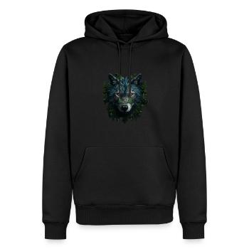 Loup dans la forêt - Sweat à capuche Premium bio Homme - noir - Devant - Nico (187cm)