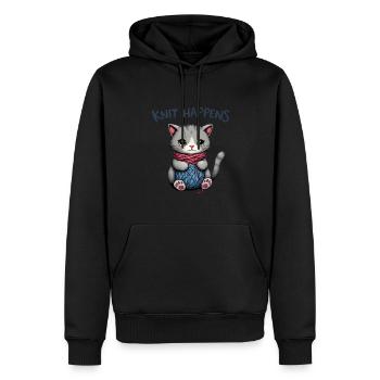 Knit Happens - Tricoter Chat Gris avec de la laine - Sweat à capuche Premium bio Homme - noir - Devant - Nico (187cm)