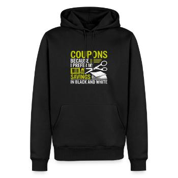 Gutscheine, weil ich meine Ersparnisse in Schwarz bevorzuge und - Männer Premium Bio Hoodie - Schwarz - Vorne - Nico (187cm)