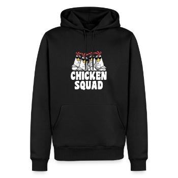 Chicken Squad Cool Chicken Saying - Men’s Premium Organic Hoodie - black - Front - Nico (187cm)