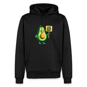 Fröhliche Avocado mit positiver Botschaft Zeichen - Männer Premium Bio Hoodie - Schwarz - Vorne - Nico (187cm)