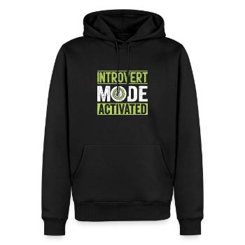 Dictons activés par le mode introverti pour les introvertis - Sweat à capuche Premium bio Homme - noir - Devant - Nico (187cm)