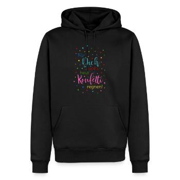 Für Dich soll's heut Konfetti regnen Spruch bunt - Männer Premium Bio Hoodie - Schwarz - Vorne - Nico (187cm)