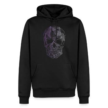 crâne violet gothique esthétique vague low poly - Sweat à capuche Premium bio Homme - noir - Devant - Nico (187cm)