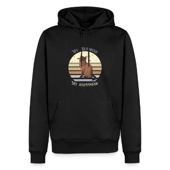 Logo rétro avec un chat "Burmese" - Sweat à capuche Premium bio Homme - noir - Devant - Nico (187cm)