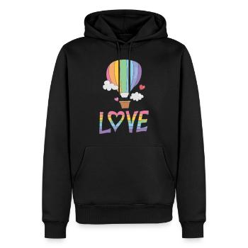 Gay Pride Love Rainbow Heißluftballon - Männer Premium Bio Hoodie - Schwarz - Vorne - Nico (187cm)