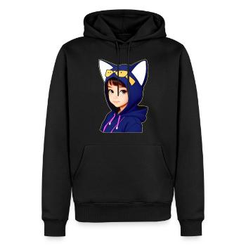 Mignon Anime Manga Fille avec Cat Hoodie - Sweat à capuche Premium bio Homme - noir - Devant - Nico (187cm)