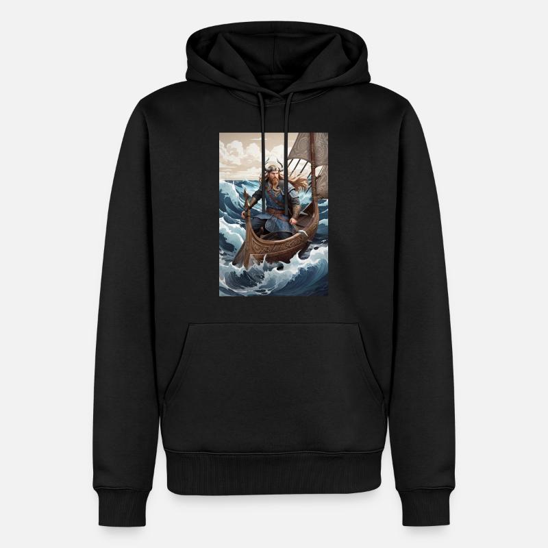 Viking sur bateau - Sweat à capuche Premium bio Homme - noir