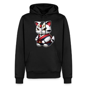Mignon chat chanceux asiatique - Sweat à capuche Premium bio Homme - noir - Devant - Nico (187cm)