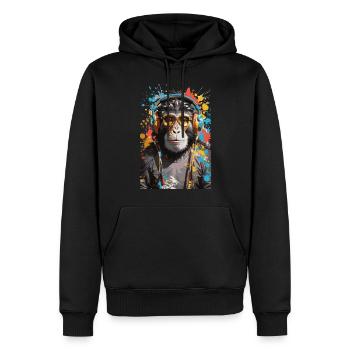 DJ singe Affen Graffiti Design - Sweat à capuche Premium bio Homme - noir - Devant - Nico (187cm)