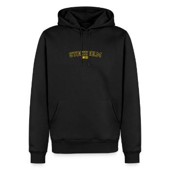 Stockholm - Männer Premium Bio Hoodie - Schwarz - Vorne - Nico (187cm)