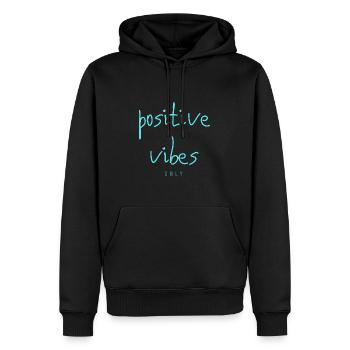 ONDES POSITIVES uniquement - Sweat à capuche Premium bio Homme - noir - Devant - Nico (187cm)