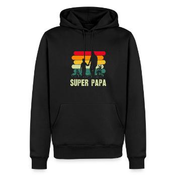 super papa - Sweat à capuche Premium bio Homme - noir - Devant - Nico (187cm)