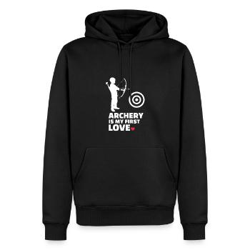 Ich Liebe Bogenschießen Stilvolles - Männer Premium Bio Hoodie - Schwarz - Vorne - Nico (187cm)