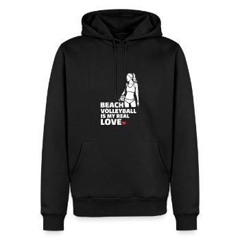 J’adore le beach-volley Plage élégante - Sweat à capuche Premium bio Homme - noir - Devant - Nico (187cm)