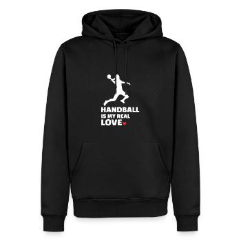 J’adore le handball - Sweat à capuche Premium bio Homme - noir - Devant - Nico (187cm)