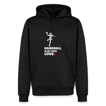 J’adore le handball - Sweat à capuche Premium bio Homme - noir - Devant - Nico (187cm)